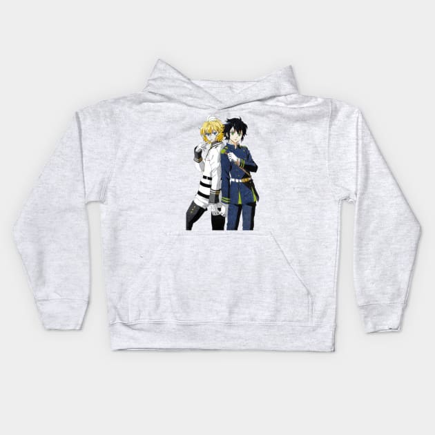 Mika and Yuu - Owari no seraph Kids Hoodie by shiroi-okami